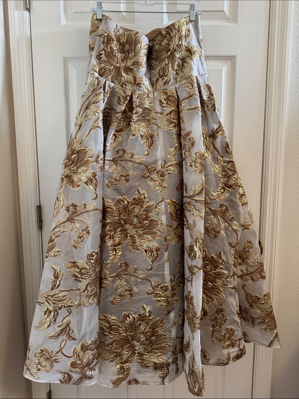 Mac Duggal 20716 Gold Strapless Brocade Midi Dress with Pockets Size 12 NWT - Picture 8 of 13